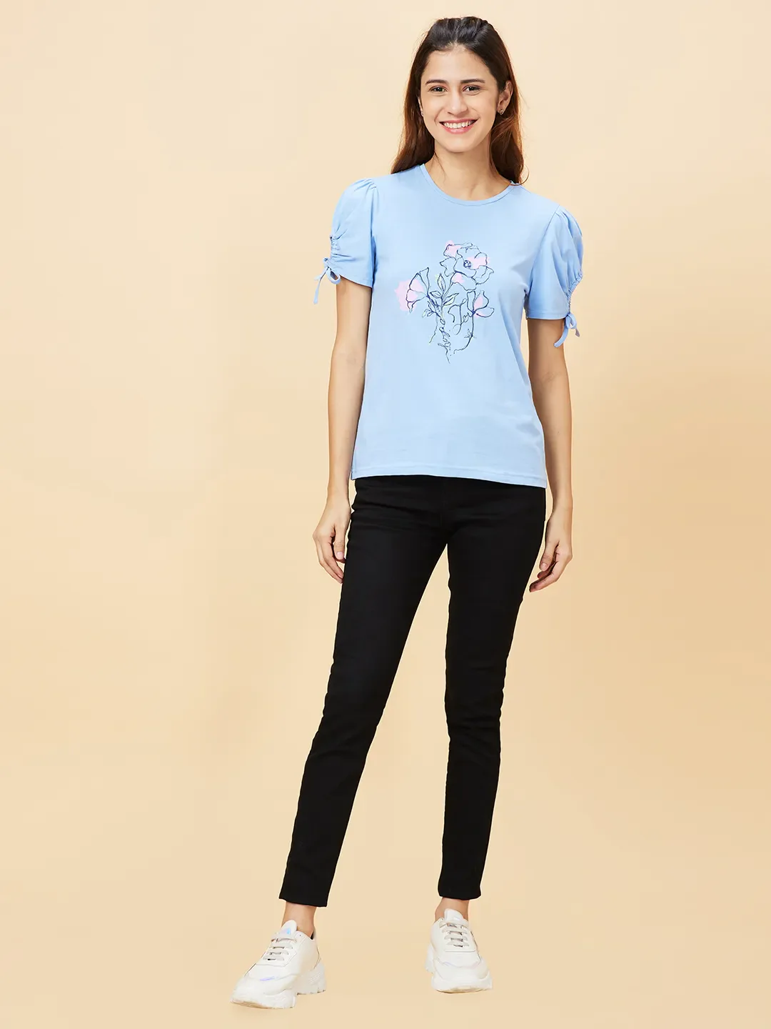 Blue Women's Cotton T-Shirt By Being Human Clothing - Image 6