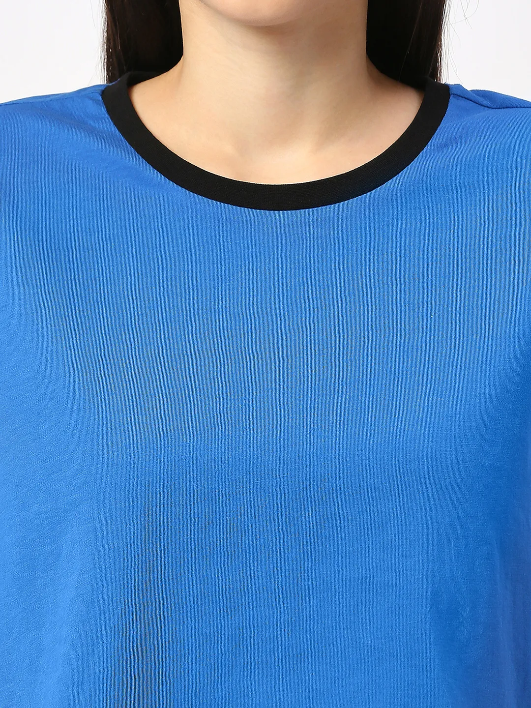 Blue Boxy Fit Women's Cotton Cropped T-Shirt By Being Human Clothing - Image 3
