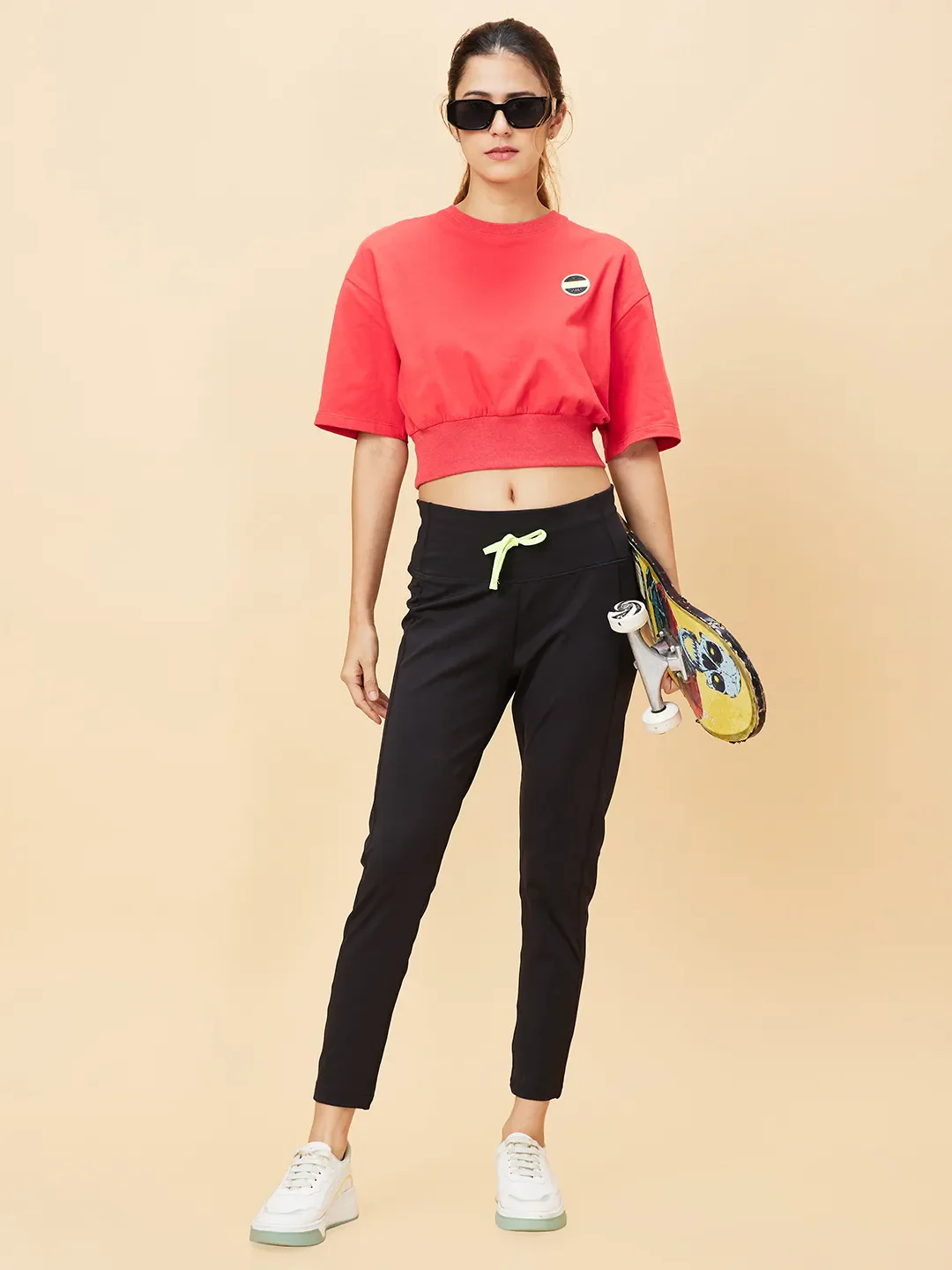 Orange Relaxed Fit Women's Cotton Cropped T-Shirt By Being Human Clothing - Image 2