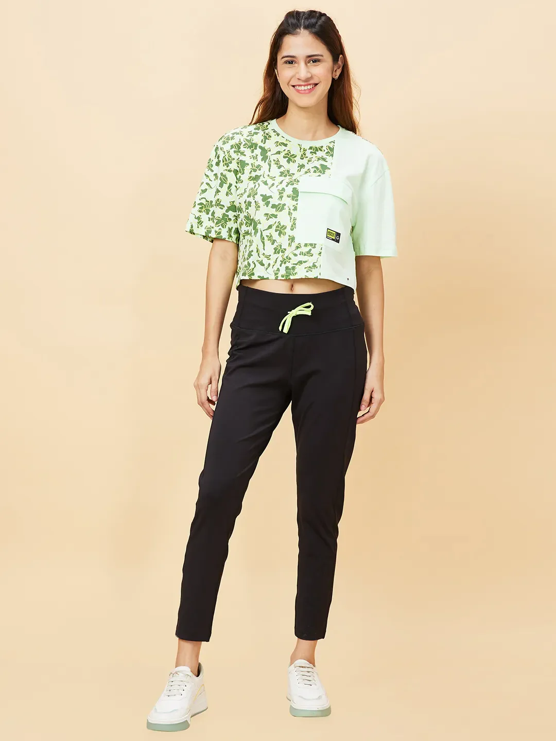 Green Boxy Crop Fit Crew Neck Short Sleeves Women's T-Shirt by Being Human Clothing - Image 6