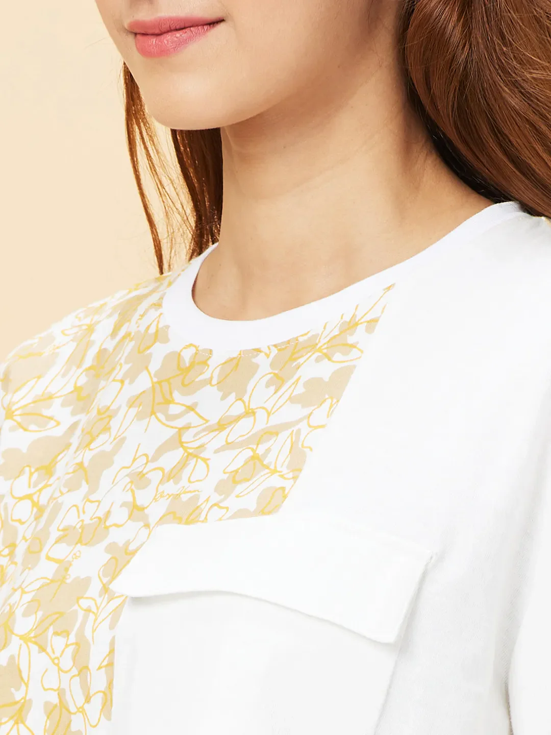 White Boxy Crop Fit Crew Neck Short Sleeves Women's T-Shirt by Being Human Clothing - Image 5