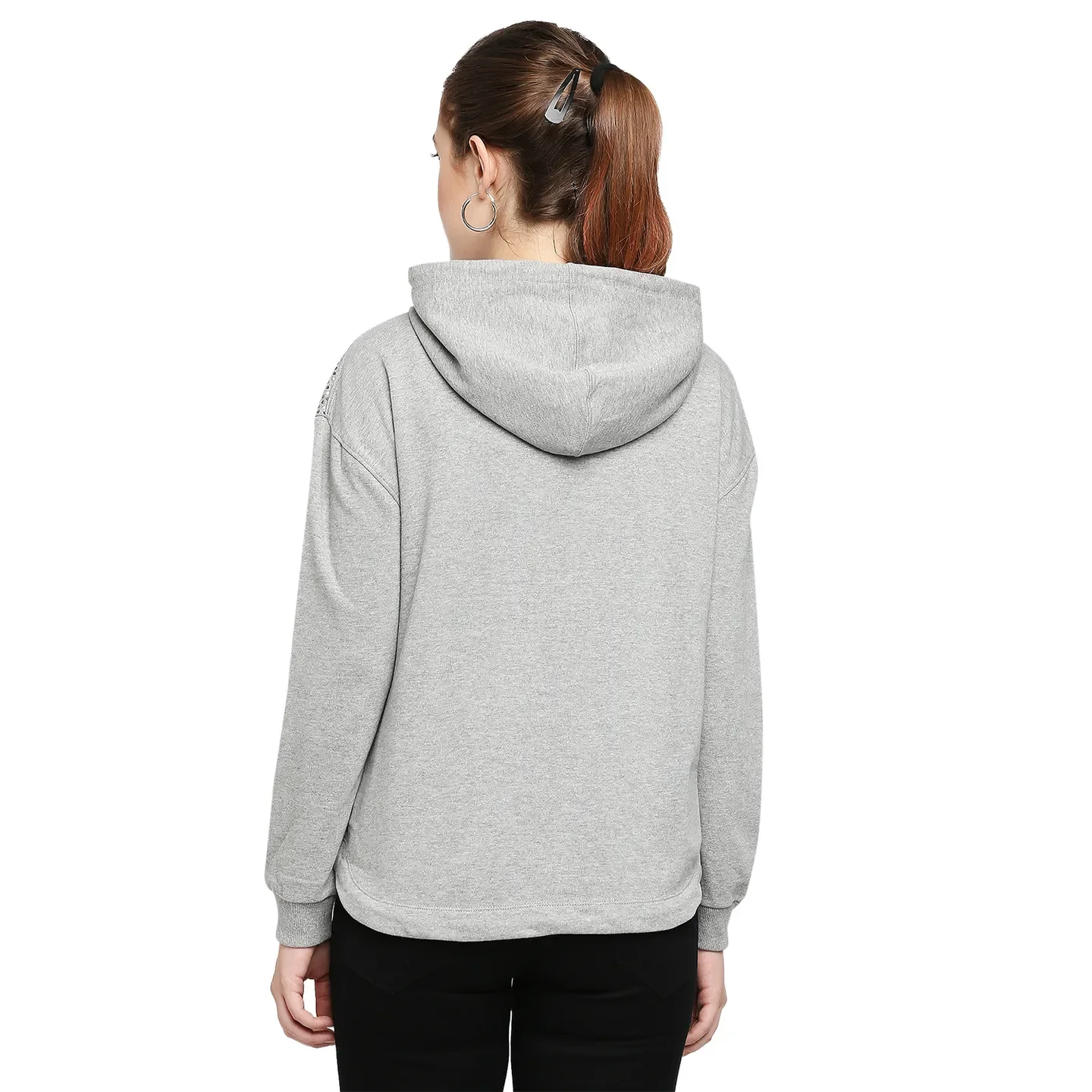 Grey Women's Cotton Blend Hoodie By Being Human Clothing - Image 3
