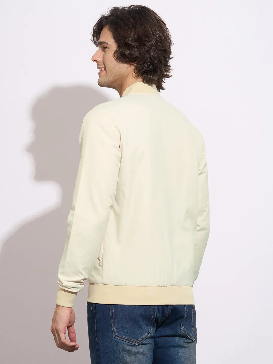 Beige Regular Fit Long Sleeves Polyester Men's Jacket by Being Human Clothing - Image 3