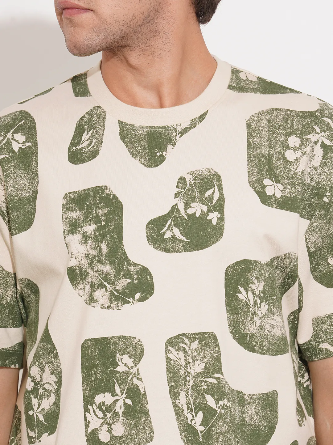 Cream Easy Fit Round Neck Men's T-Shirt by Being Human Clothing - Image 5