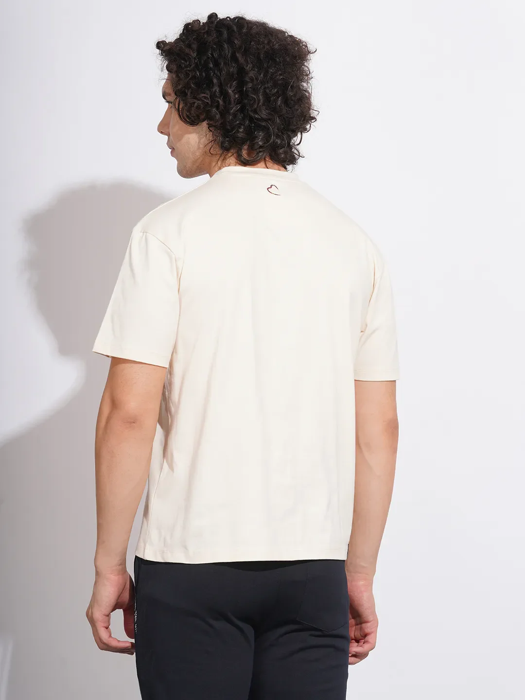 Cream Easy Fit Round Neck Men's T-Shirt by Being Human Clothing - Image 3