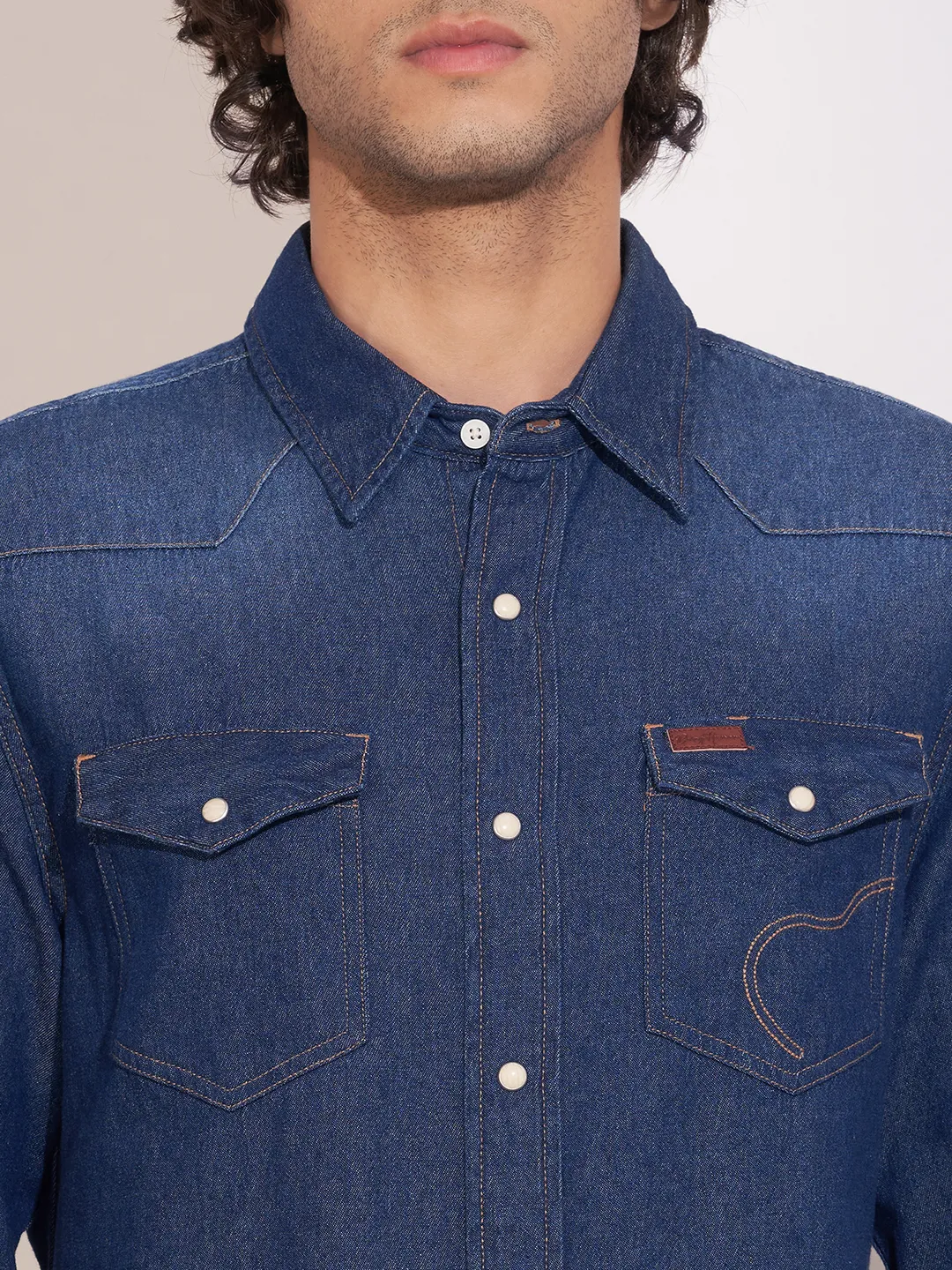 Dark Blue Moderno Fit Regular Collar Men's Shirt by Being Human Clothing - Image 5