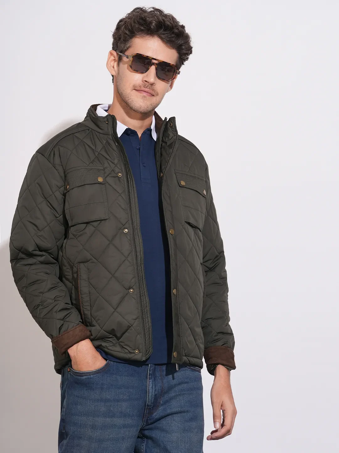 Green Regular Fit Long Sleeves Polyester Men's Jacket by Being Human Clothing - Image 6