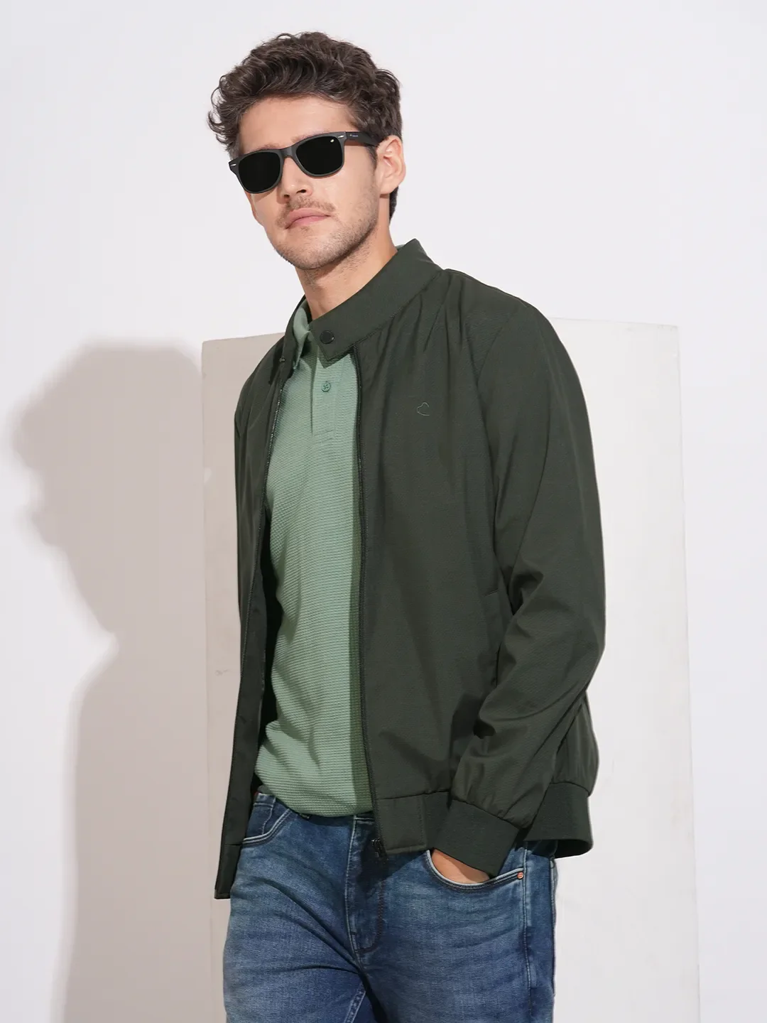 Green Regular Fit Long Sleeves Polyester Men's Jacket by Being Human Clothing - Image 6