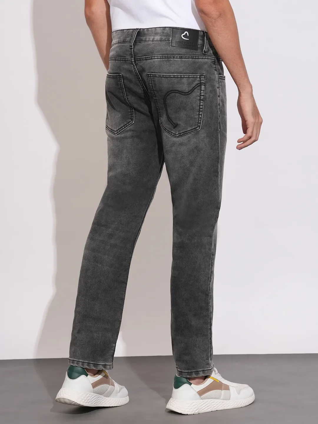 Grey Boot Cut Fit Cotton Blend Men's Denims by Being Human Clothing - Image 3