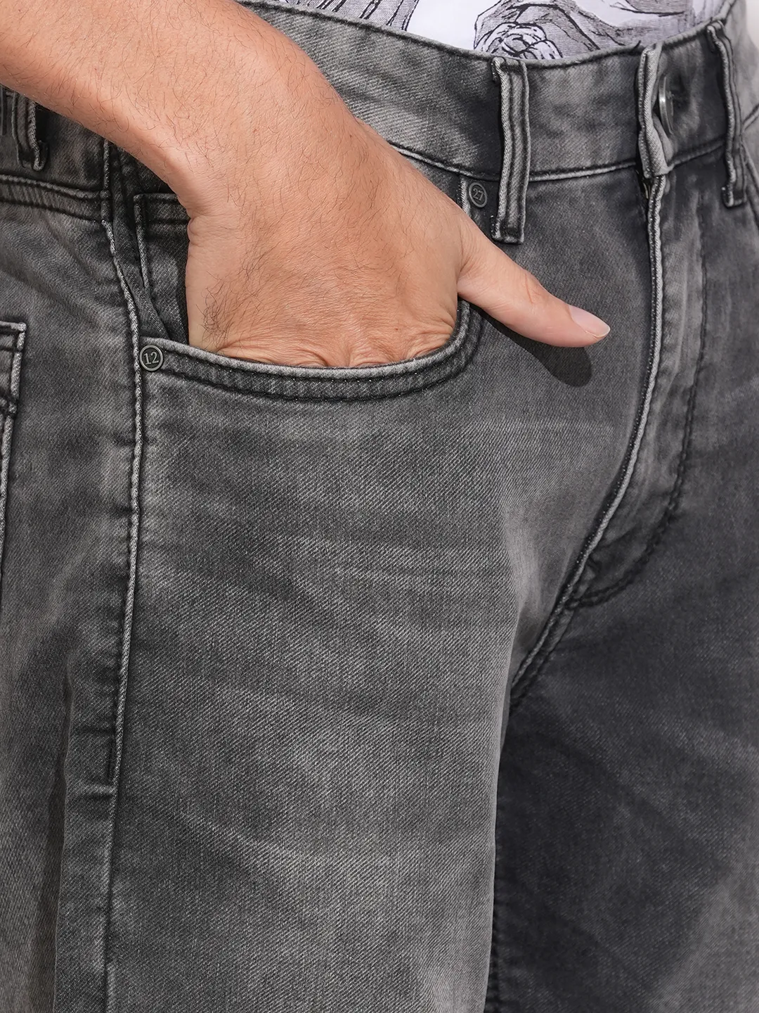 Grey Boot Cut Fit Cotton Blend Men's Denims by Being Human Clothing - Image 5