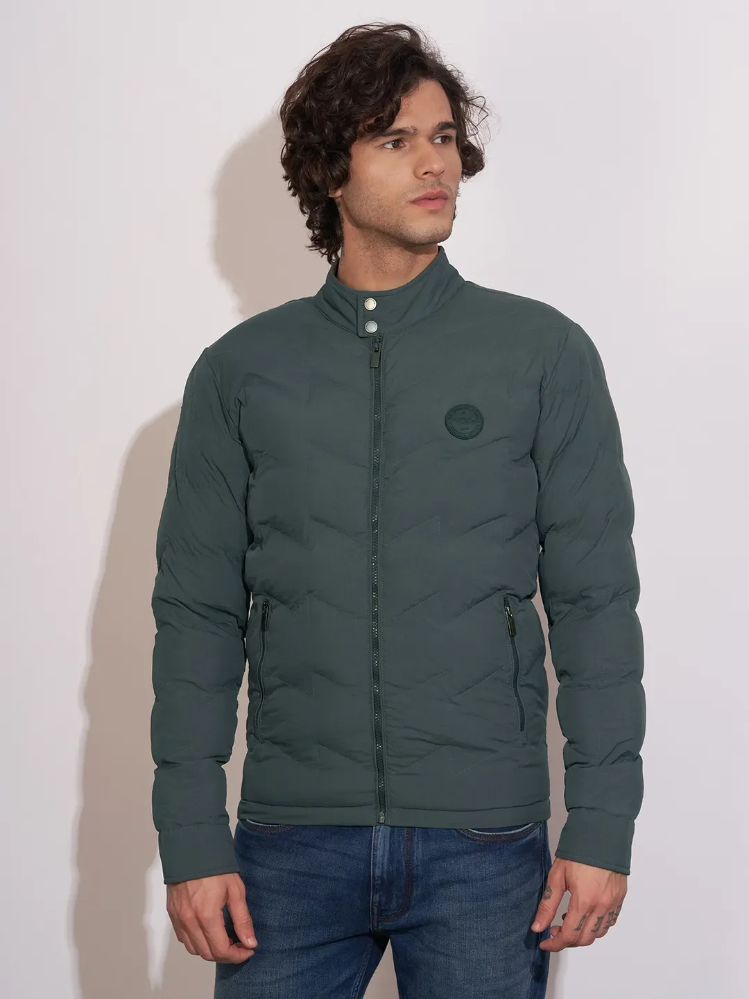 Grey Regular Fit Long Sleeves Polyester Men's Jacket by Being Human Clothing