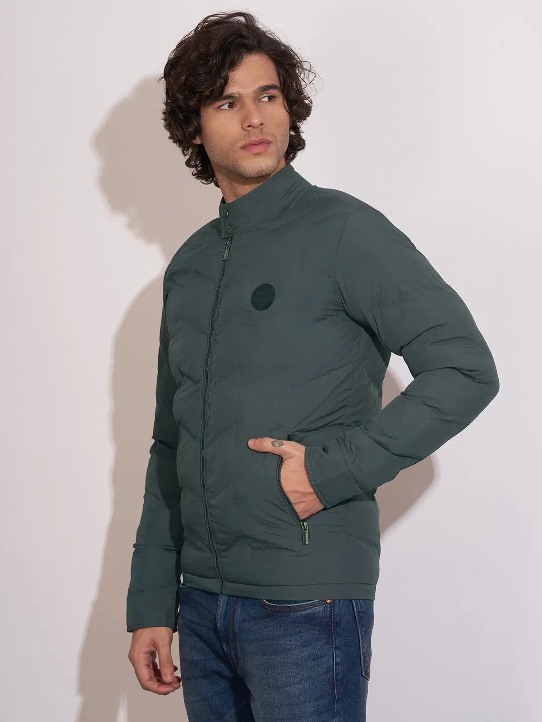 Grey Regular Fit Long Sleeves Polyester Men's Jacket by Being Human Clothing - Image 2
