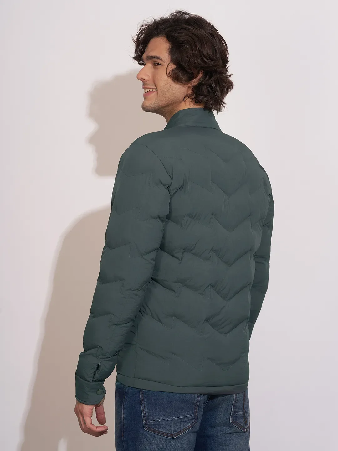 Grey Regular Fit Long Sleeves Polyester Men's Jacket by Being Human Clothing - Image 3