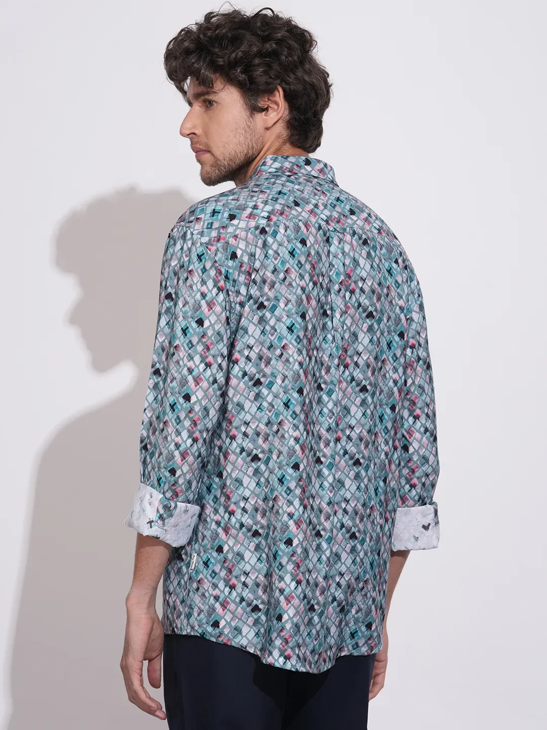 Grey Moderno Fit Regular Collar Long Sleeves Viscose Blend Men's Shirt by Being Human Clothing - Image 3