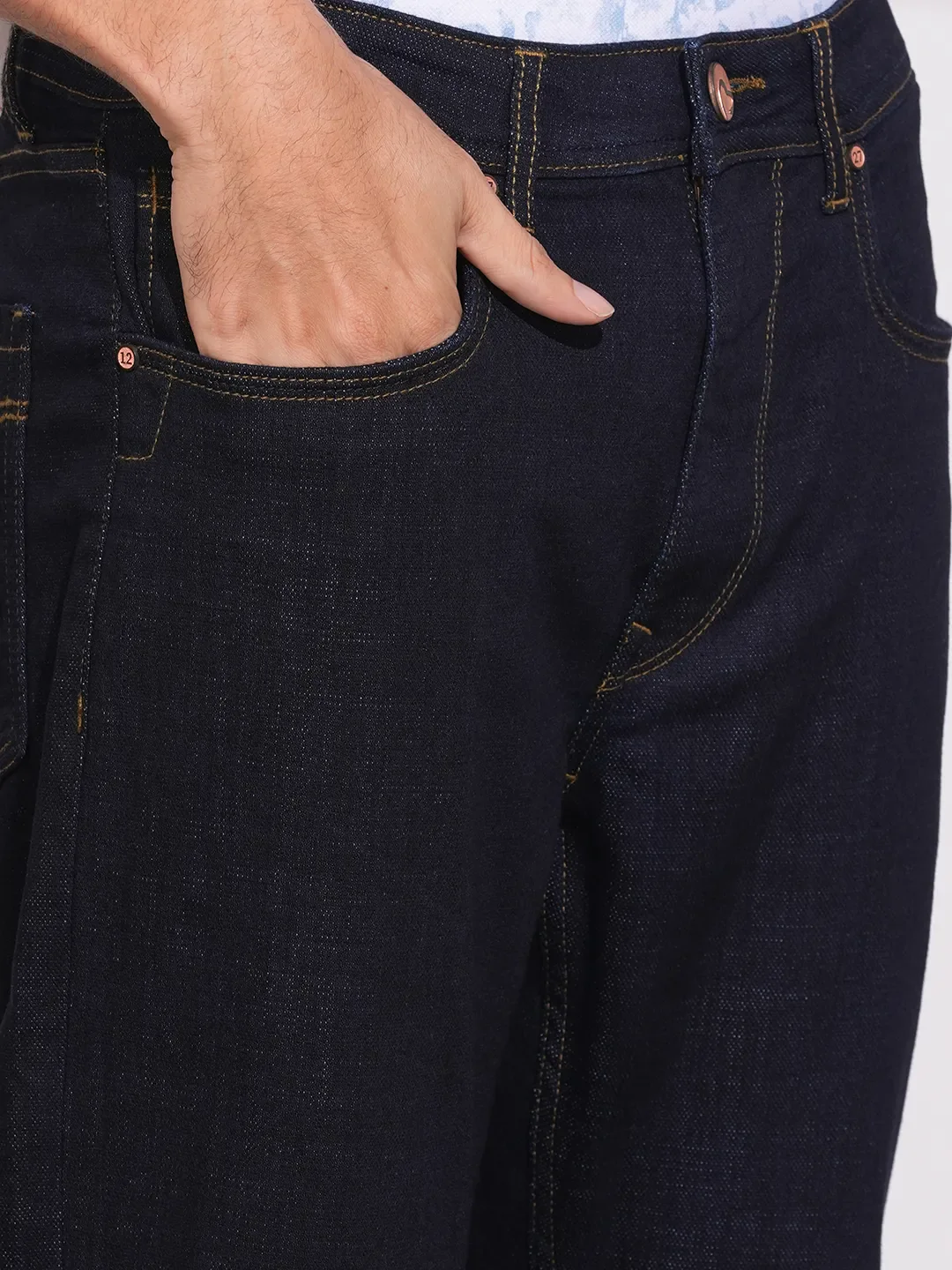 Dark Blue Boot Cut Fit Denims For Men By Being Human Clothing - Image 5