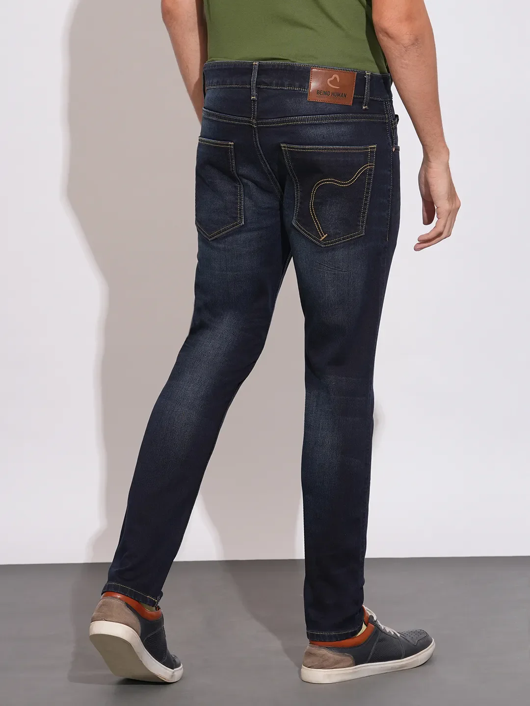 Dark Blue Cropped Fit Denims For Men By Being Human Clothing - Image 3