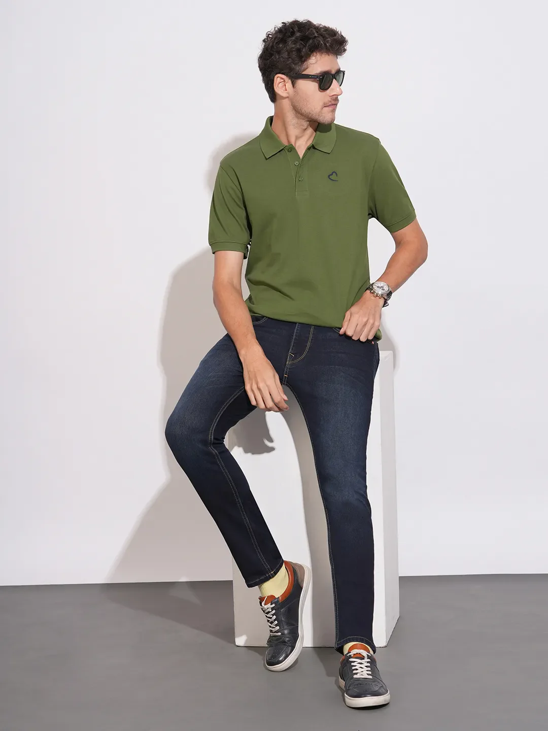 Dark Blue Cropped Fit Denims For Men By Being Human Clothing - Image 4