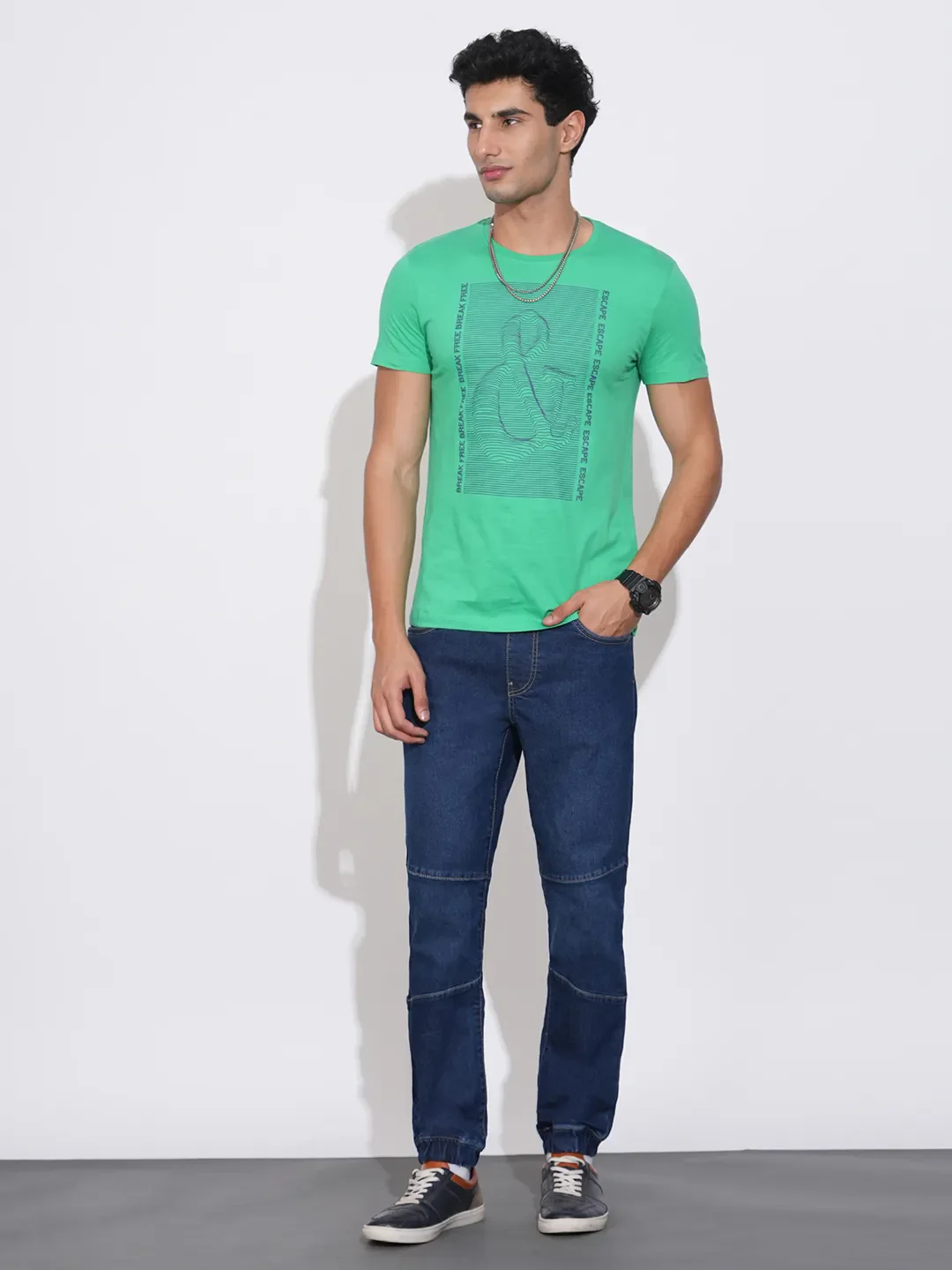 Blue Regular Fit Joggers For Men By Being Human Clothing - Image 4