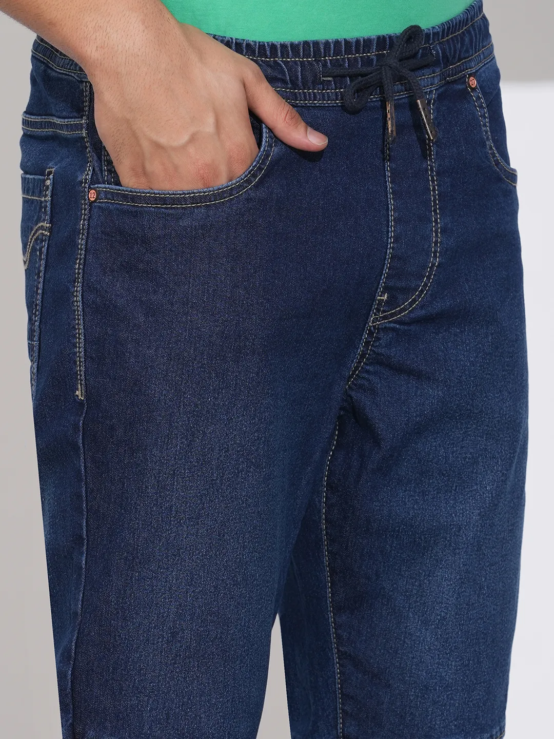 Blue Regular Fit Joggers For Men By Being Human Clothing - Image 5