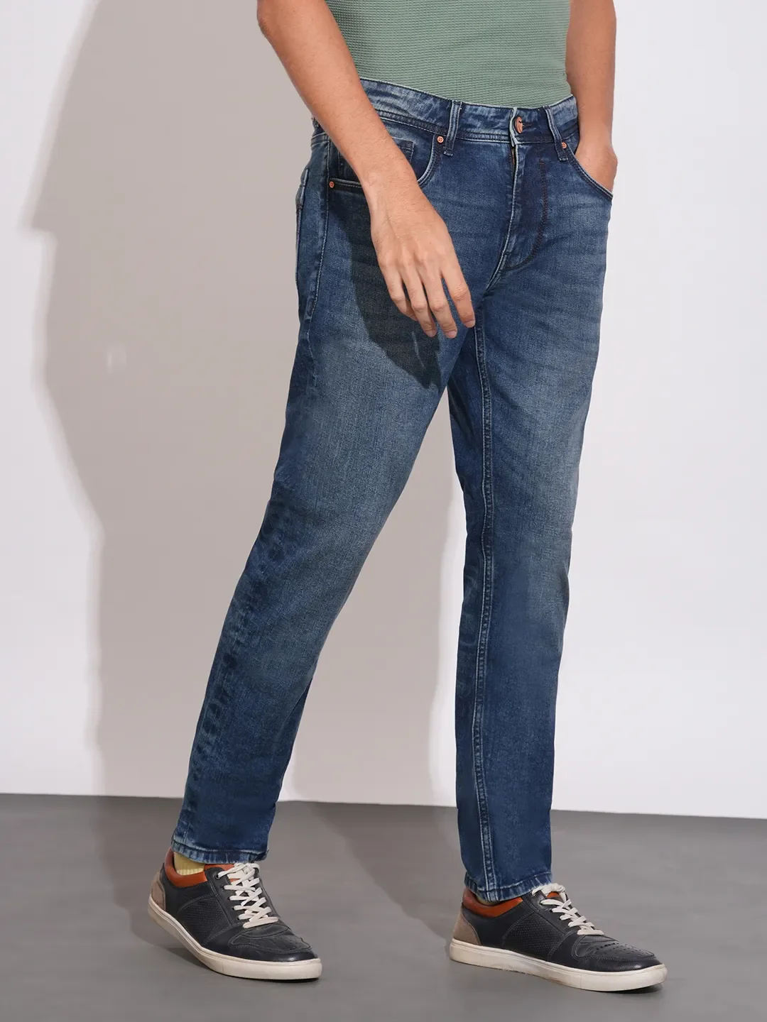 Dark Blue Skinny Fit Denims For Men By Being Human Clothing - Image 2