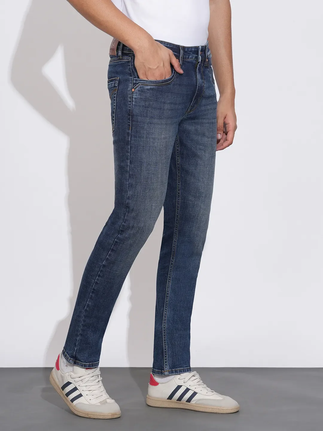 Dark Blue Slim Fit Denims For Men By Being Human Clothing - Image 2
