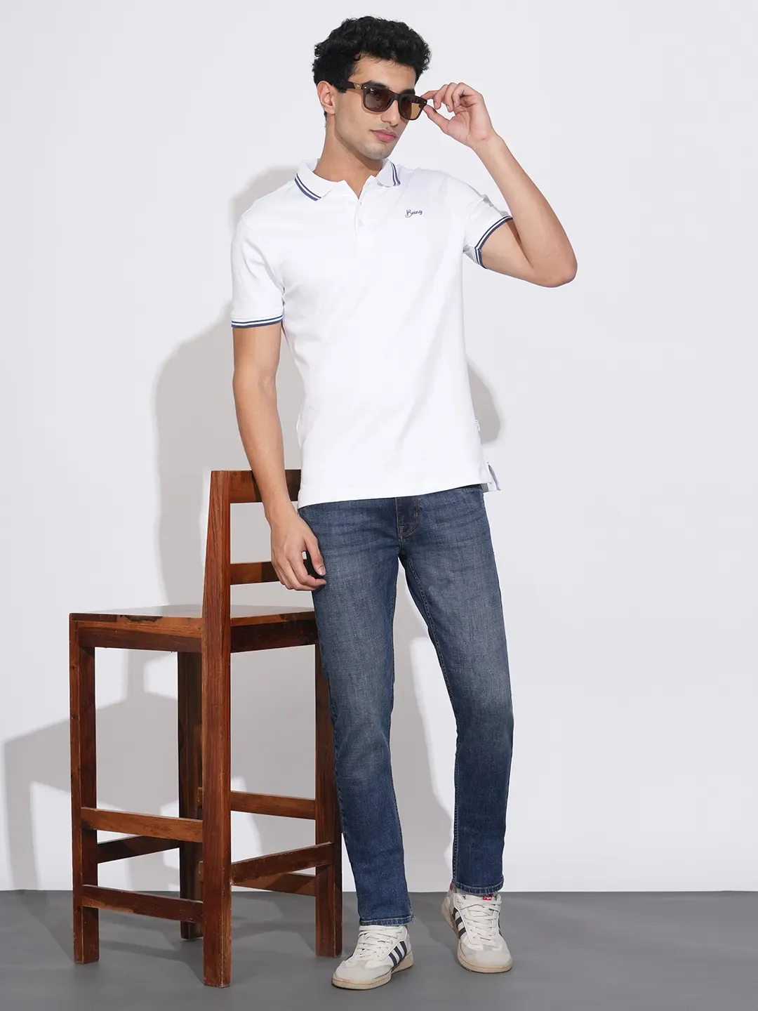 Dark Blue Slim Fit Denims For Men By Being Human Clothing - Image 4