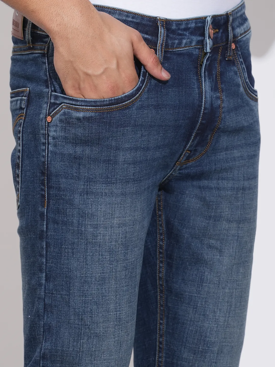 Dark Blue Slim Fit Denims For Men By Being Human Clothing - Image 5