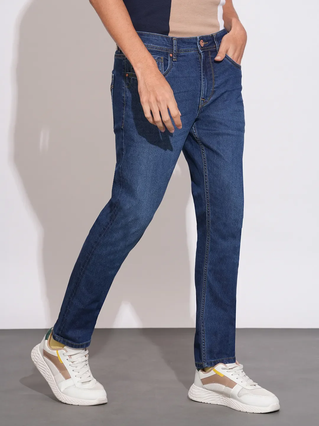 Blue Slim Fit Denims For Men By Being Human Clothing - Image 2