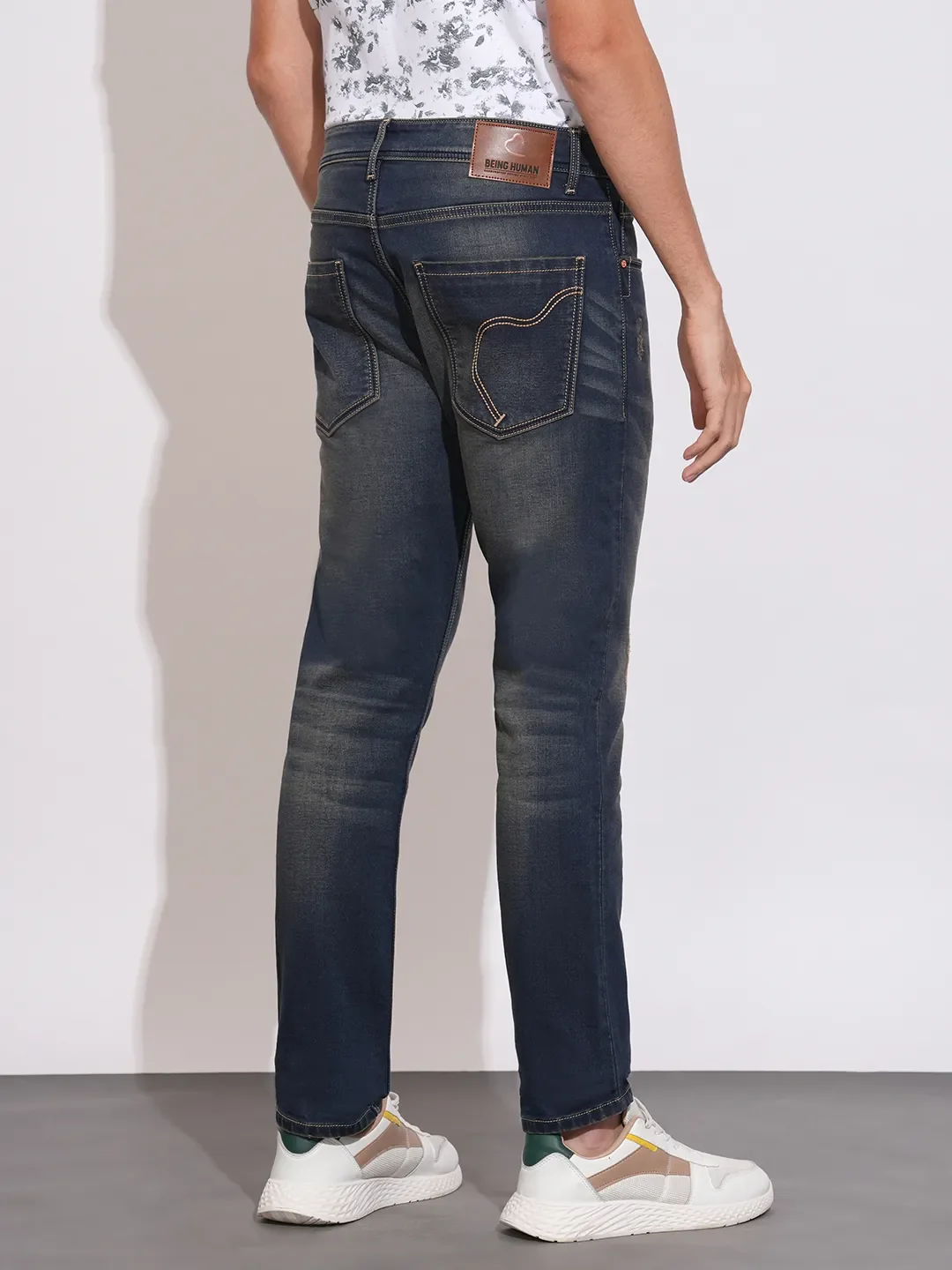 Dark Blue Slim Fit Denims For Men By Being Human Clothing - Image 3