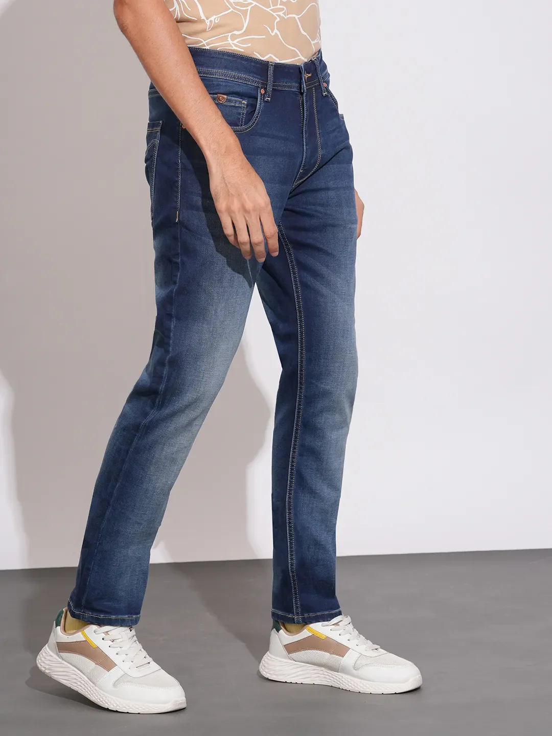 Blue Slim Fit Denims For Men By Being Human Clothing - Image 2