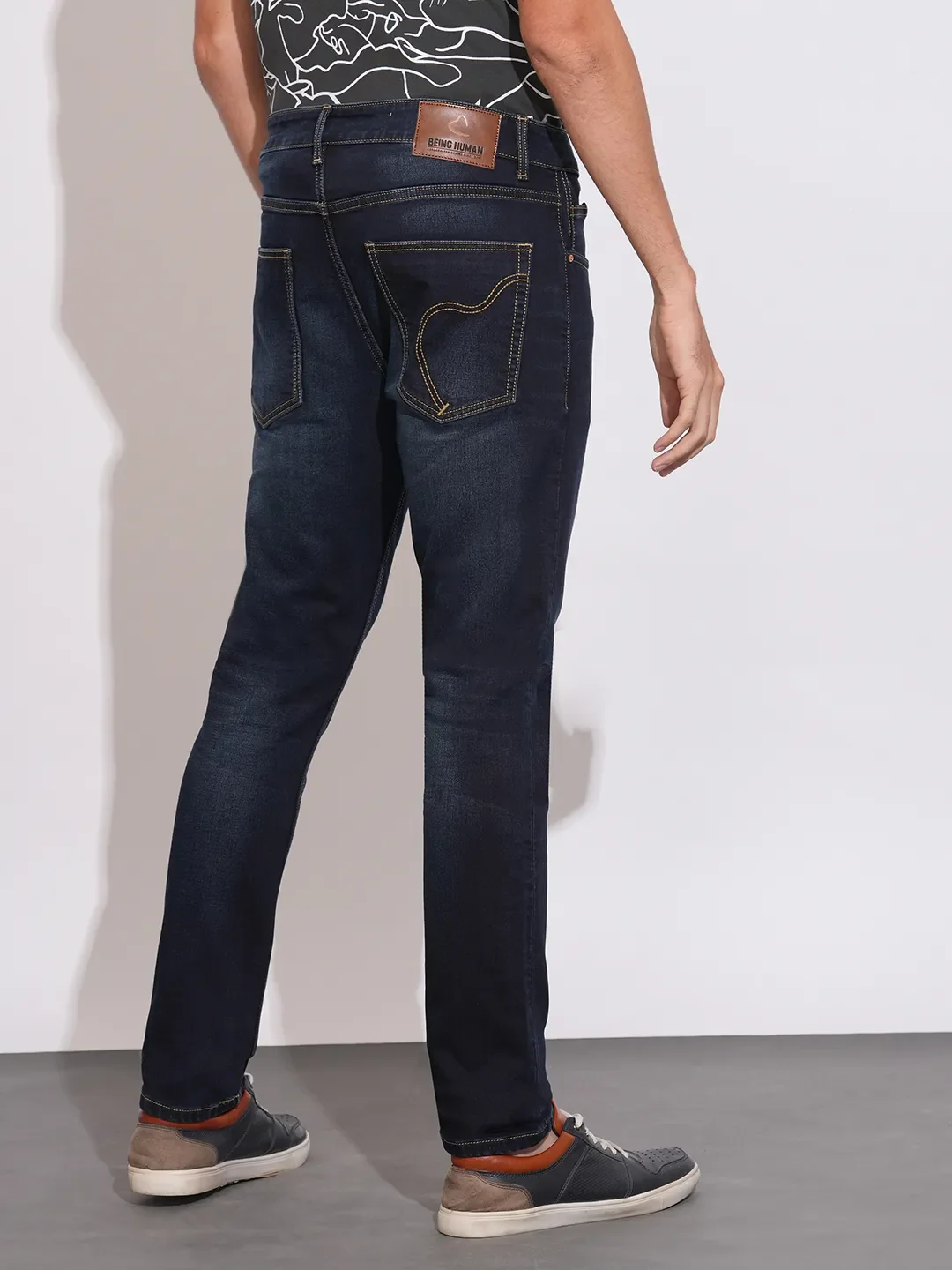 Blue Slim Fit Cotton Blend Men's Denims by Being Human Clothing - Image 3