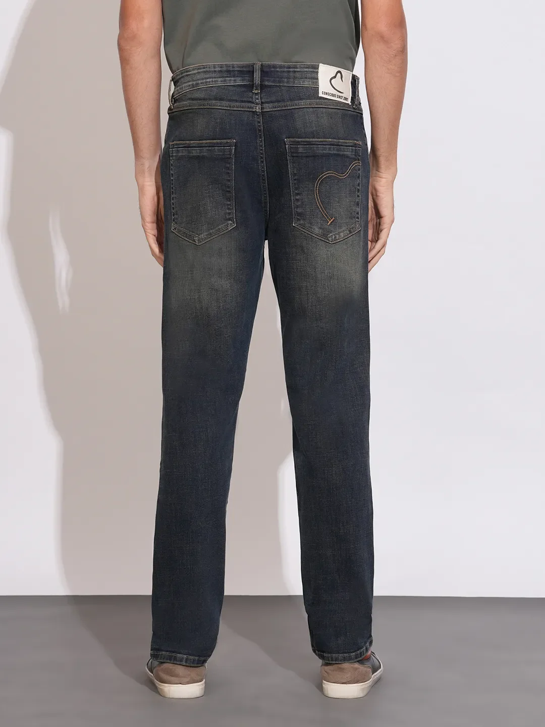 Black Straight Fit Denims For Men By Being Human Clothing - Image 3