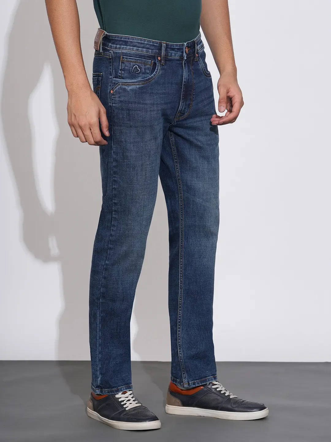 Dark Blue Straight Fit Denims For Men By Being Human Clothing - Image 2
