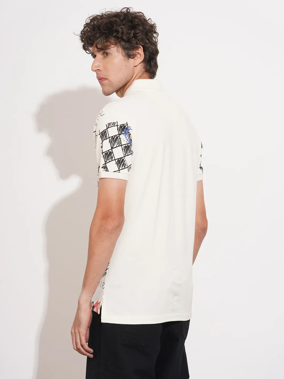 Ecru Regular Fit Men's Polo T-Shirt by Being Human Clothing - Image 3