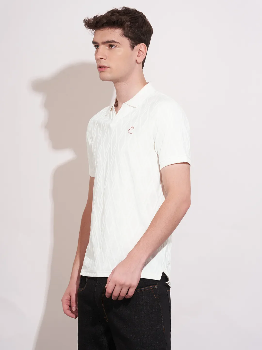 Ecru Regular Fit Men's Polo T-Shirt by Being Human Clothing - Image 2