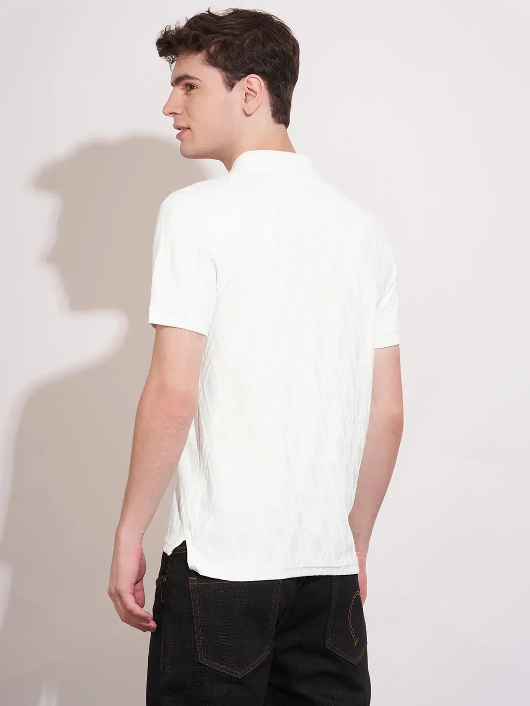 Ecru Regular Fit Men's Polo T-Shirt by Being Human Clothing - Image 3