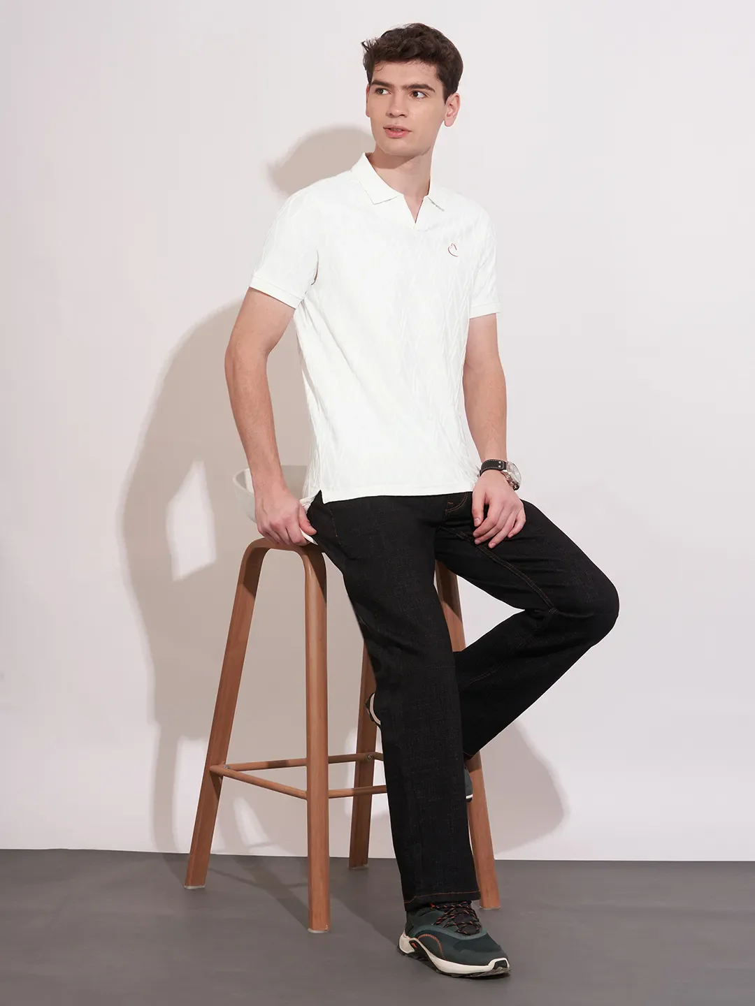 Ecru Regular Fit Men's Polo T-Shirt by Being Human Clothing - Image 4