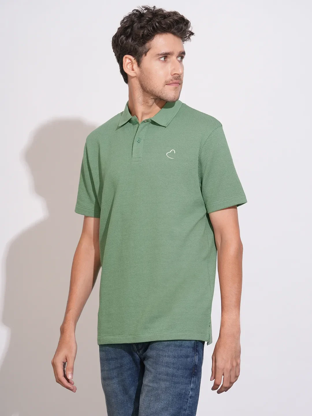 Green Easy Fit Men's Polo T-Shirt by Being Human Clothing - Image 2