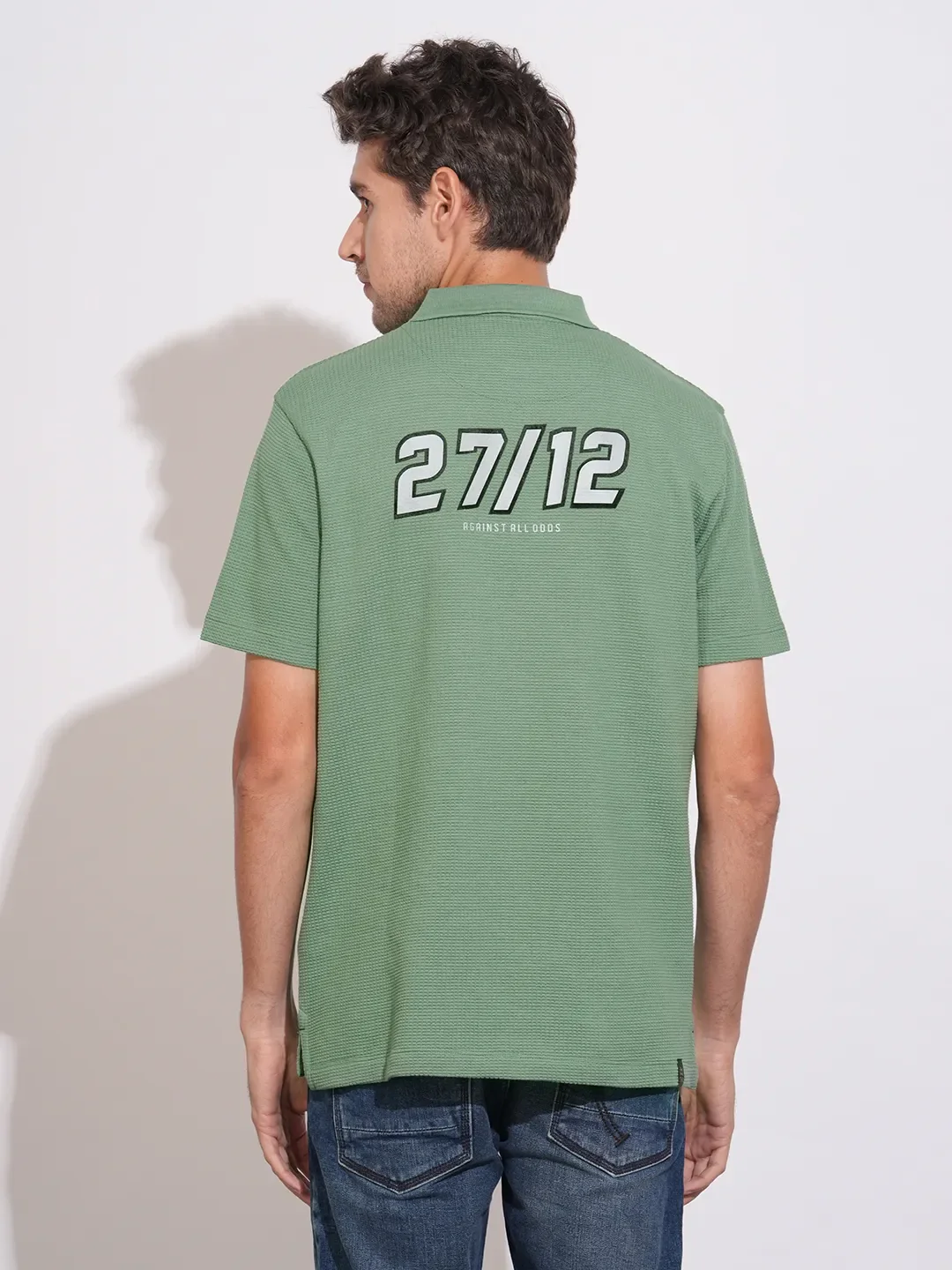Green Easy Fit Men's Polo T-Shirt by Being Human Clothing - Image 3