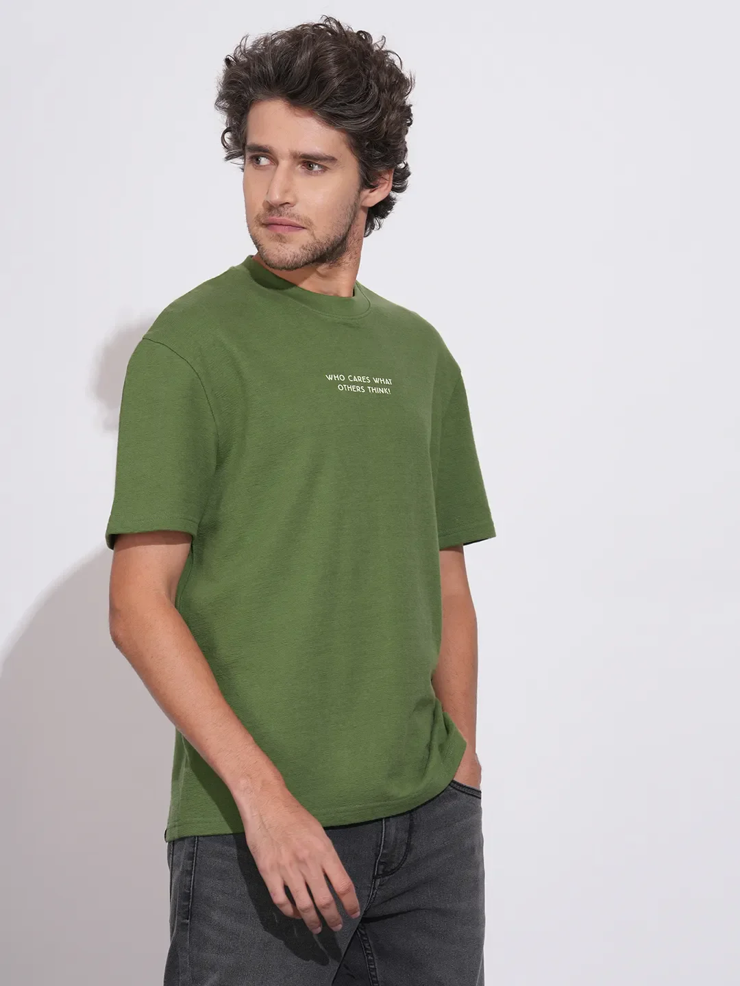 Green Moderno Fit Round Neck Men's T-Shirt by Being Human Clothing - Image 2