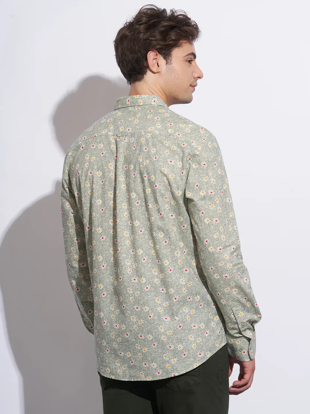 Green Moderno Fit Regular Collar Long Sleeves Cotton Men's Shirt by Being Human Clothing - Image 3
