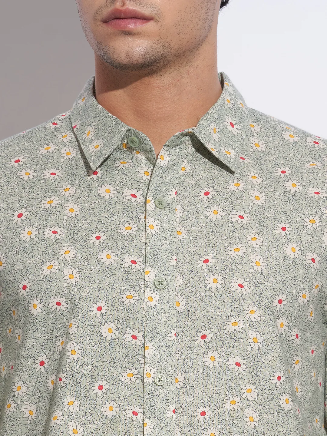 Green Moderno Fit Regular Collar Long Sleeves Cotton Men's Shirt by Being Human Clothing - Image 5