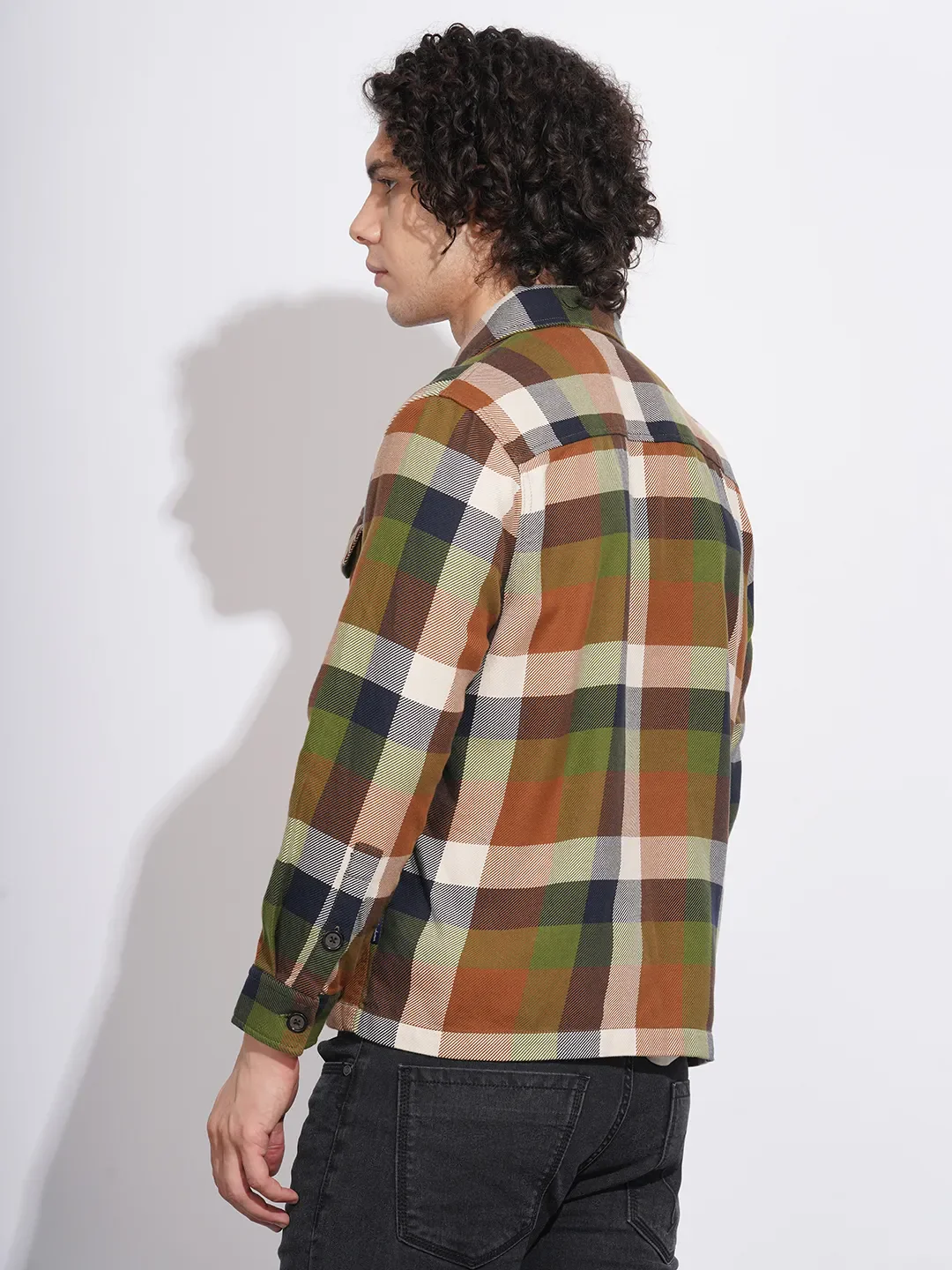 Green Moderno Fit Regular Collar Men's Shacket by Being Human Clothing - Image 3