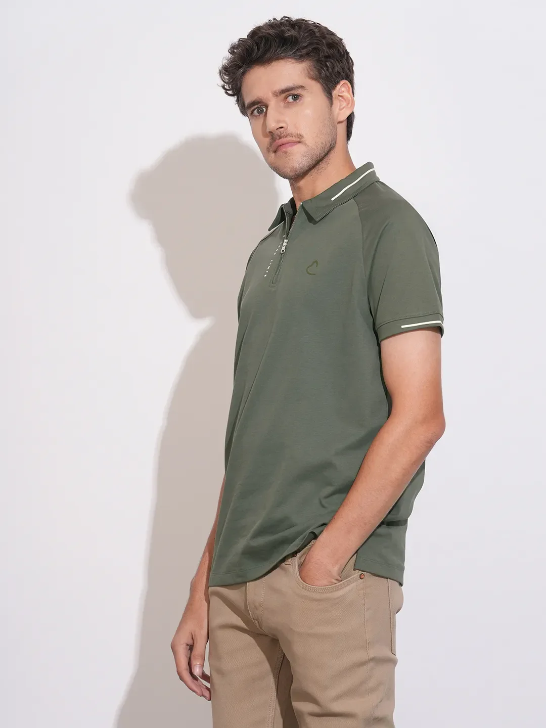 Green Regular Fit Men's Polo T-Shirt by Being Human Clothing - Image 2
