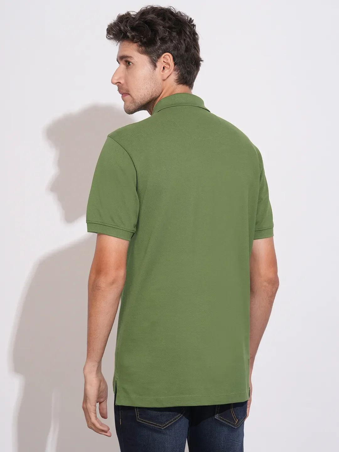 Green Regular Fit Men's Polo T-Shirt by Being Human Clothing - Image 3