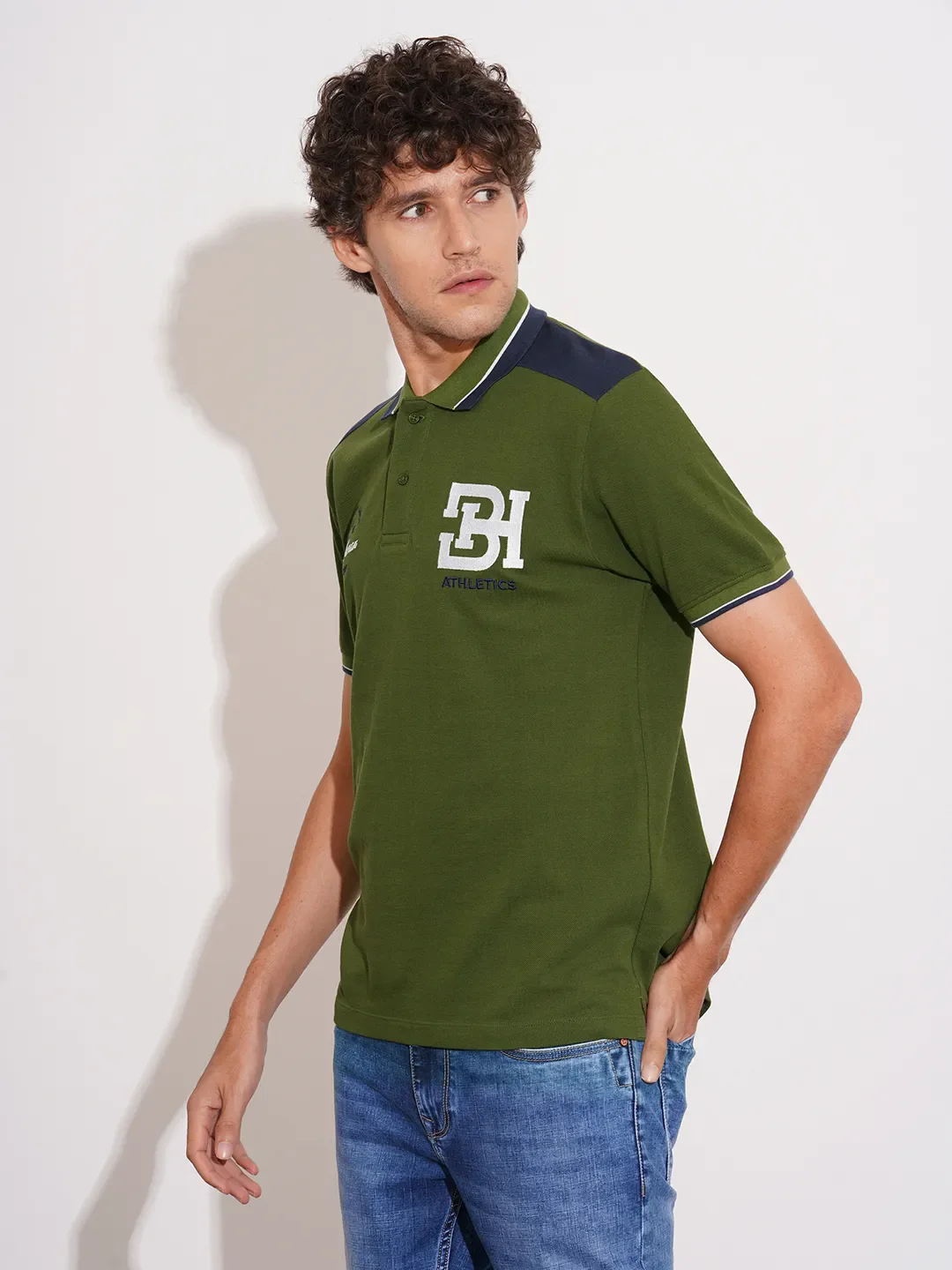 Blue Regular Fit Men's Polo T-Shirt by Being Human Clothing - Image 2