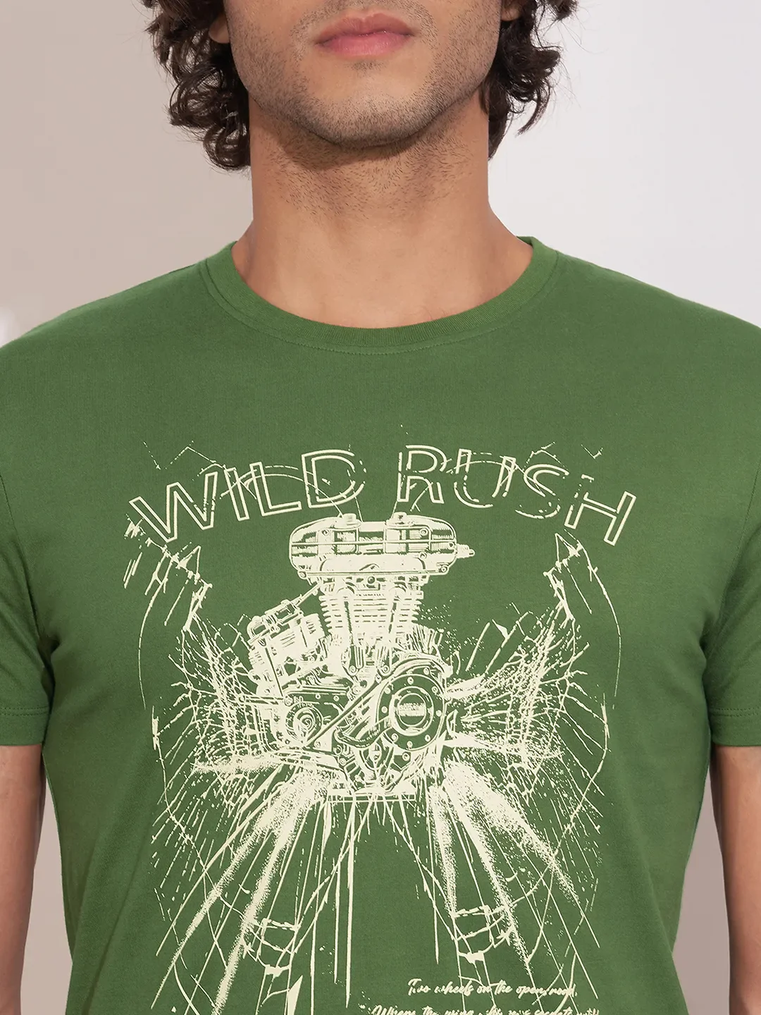 Green Regular Fit Round Neck Men's T-Shirt by Being Human Clothing - Image 5