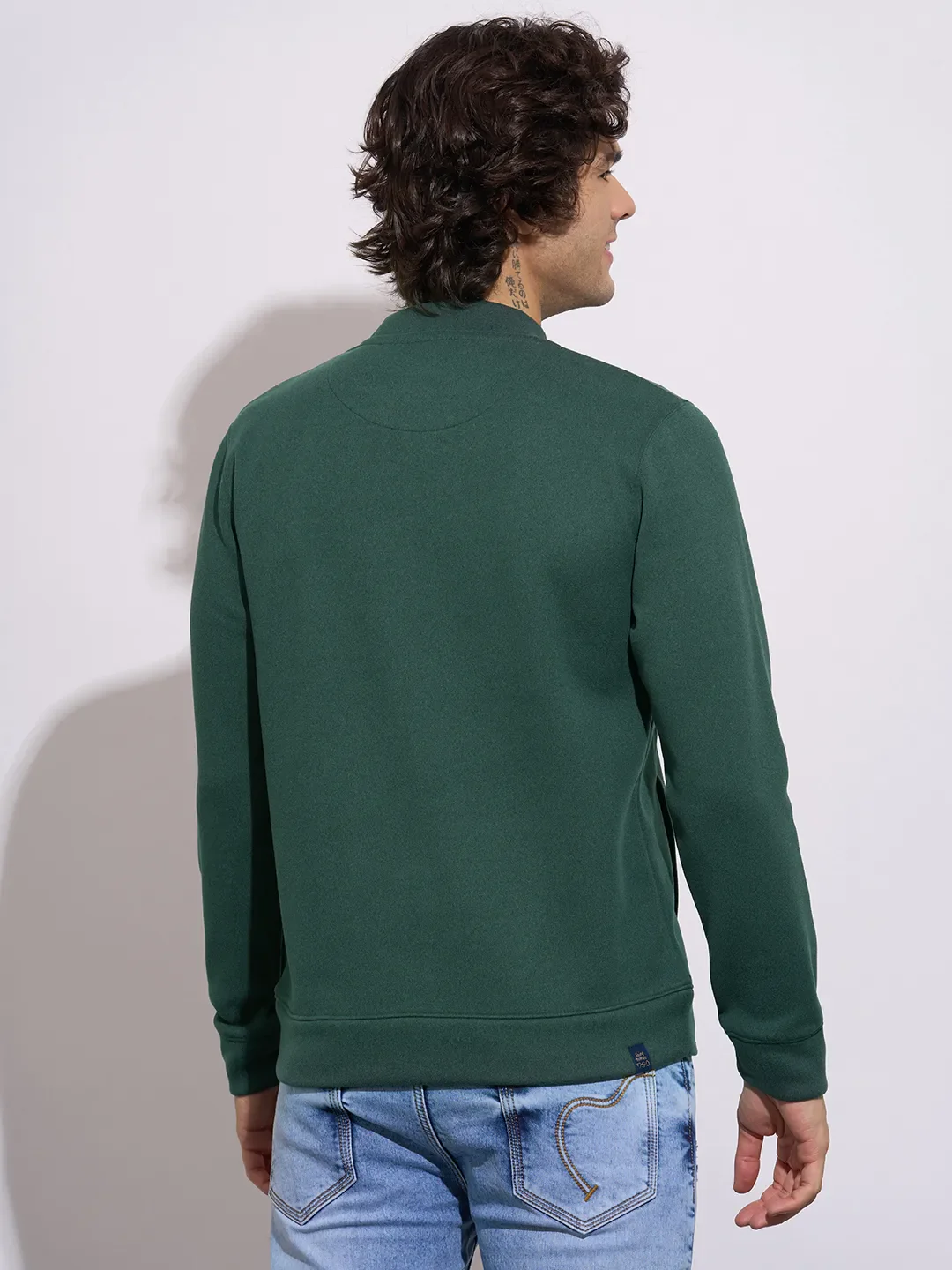Green Regular Fit Round Neck Long Sleeves Men's Sweatshirt by Being Human Clothing - Image 3