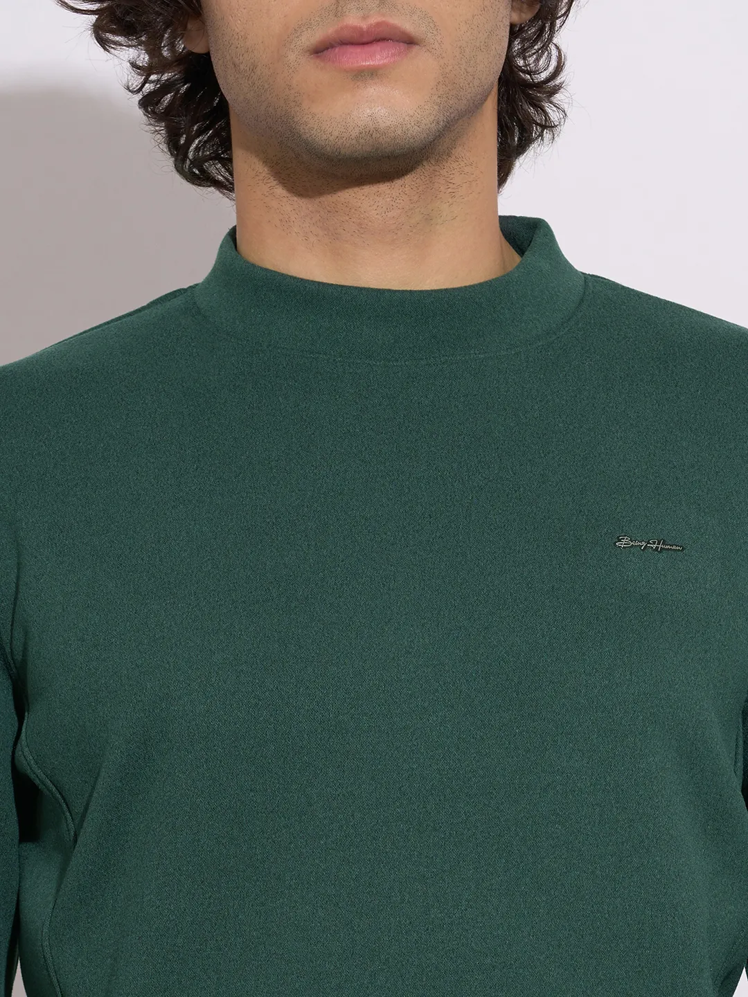Green Regular Fit Round Neck Long Sleeves Men's Sweatshirt by Being Human Clothing - Image 5