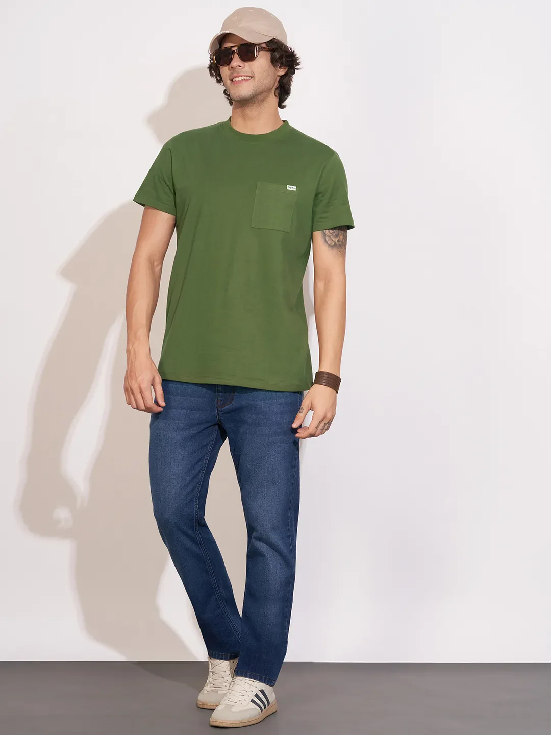 Green Easy Fit Round Neck Men's T-Shirt by Being Human Clothing - Image 4